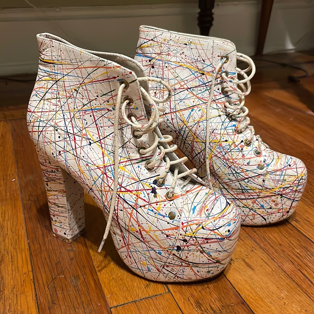 Jeffrey Campbell Lita Paint Splatter Ankle Boots
